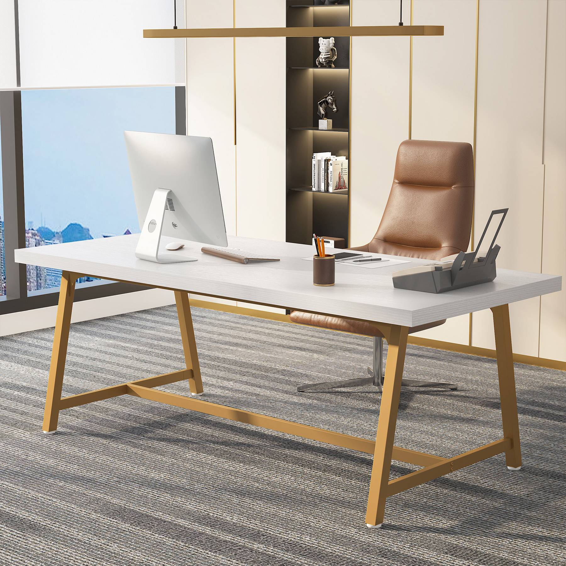 Tribesigns 6FT Conference Table, 70.8” Executive Desk Office Computer Meeting Table Tribesigns